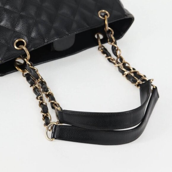 CHANEL Matelasse COCO Mark Chain Tote Bag Caviar Skin Black - Picture 7 of 16